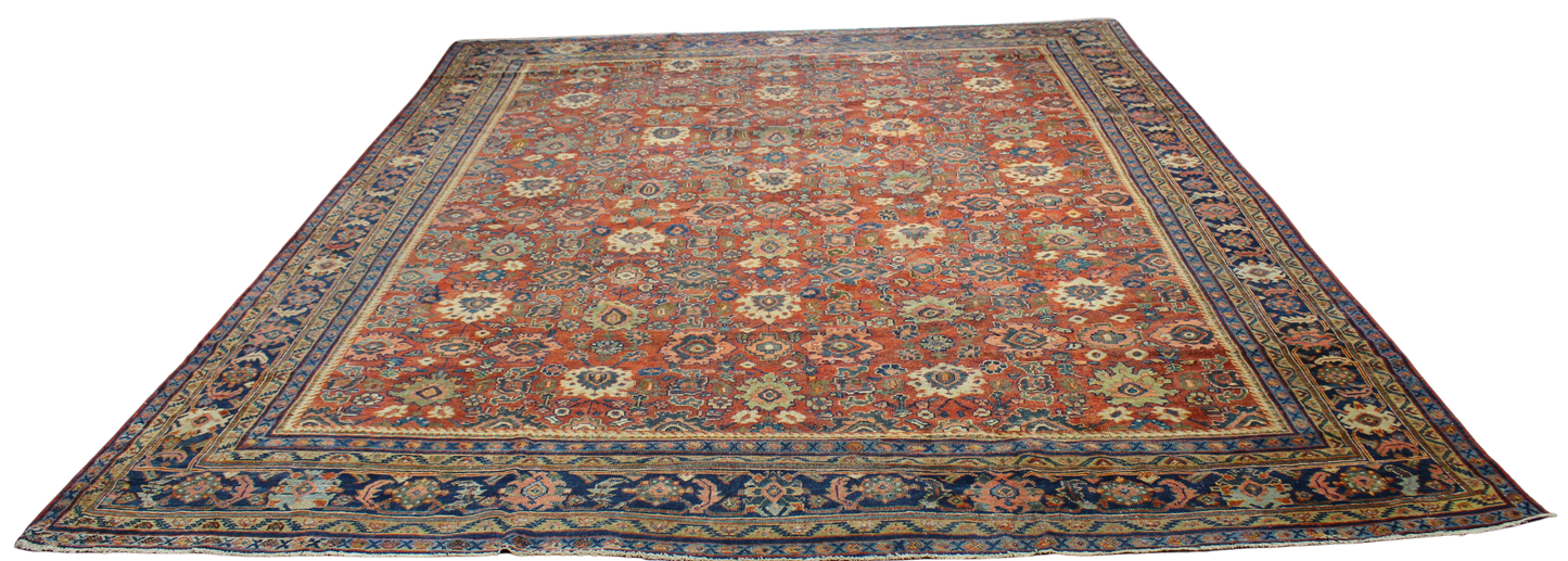 Garden of Repetition - Antique Persian Mahal Rug (11.2 × 13.6 ft) - 1748