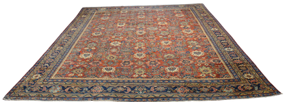 Garden of Repetition - Antique Persian Mahal Rug (11.2 × 13.6 ft) - 1748