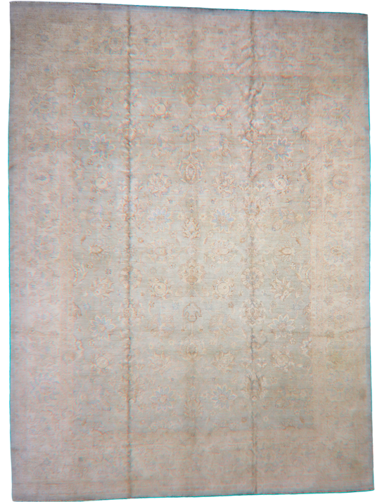 Subtle Grandeur - Fine Tabriz Rug in Mist and Sand (9.11 × 13.5 ft) - 2763