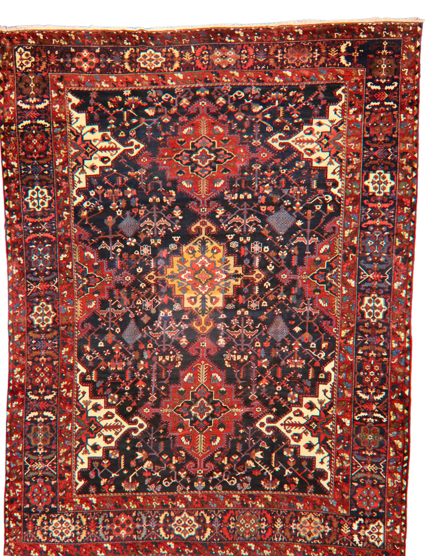 Tribal Geometry Preserved - Antique Baktiary Rug from Persia (10.7 × 13.10 ft) - 1723