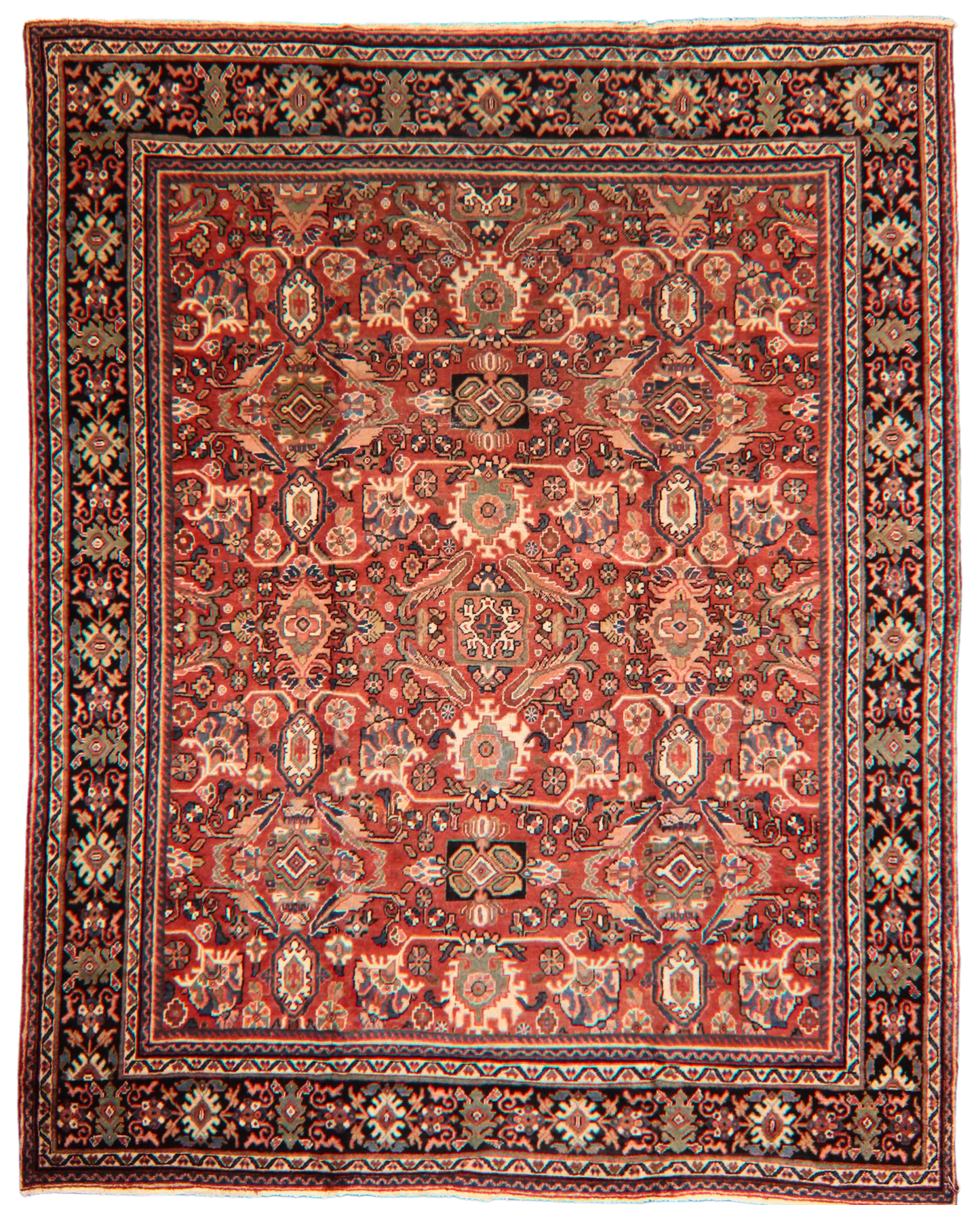 Majestic Repetition - Antique Mahal Rug from Persia (10.6 × 13.2 ft) - 1712