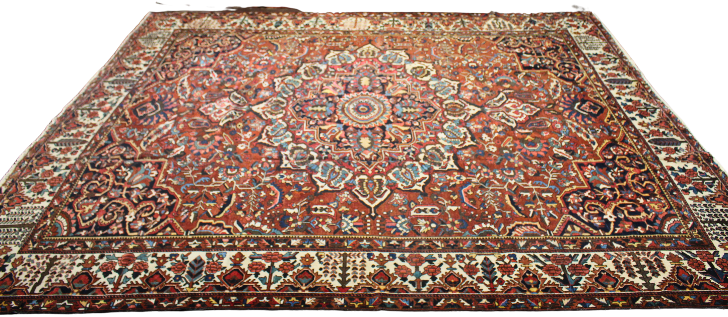 Sunburst Splendor - Antique Baktiary Rug from Persia (12.1 × 14.9 ft) - 1775