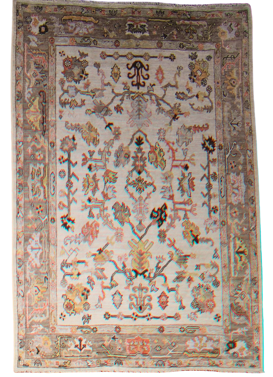 Botanical Rhythm - Hand-Knotted Oushak Rug from Afghanistan (5.10 × 8.8 ft) - 34