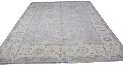 Powder Blue Serenity - Hand-Knotted Oushak Rug from Afghanistan (8.1 × 9.9 ft) - 9