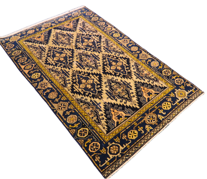 Twilight Geometry - Antique Malayer Rug (3.10 × 6 ft) - 1082