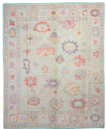 Joyful Composition - Hand-Knotted Oushak Rug from Afghanistan (8 × 9.10 ft) - 7