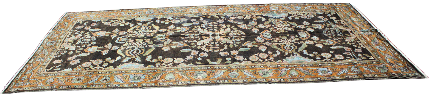 Timeless Drama in Earthy Tones - Antique Lilihan Rug (7.3 × 13.1 ft) - 1556