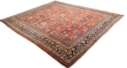 Botanical Rhythm - Antique Mahal Rug from Persia (10.5 × 13 ft) - 1747