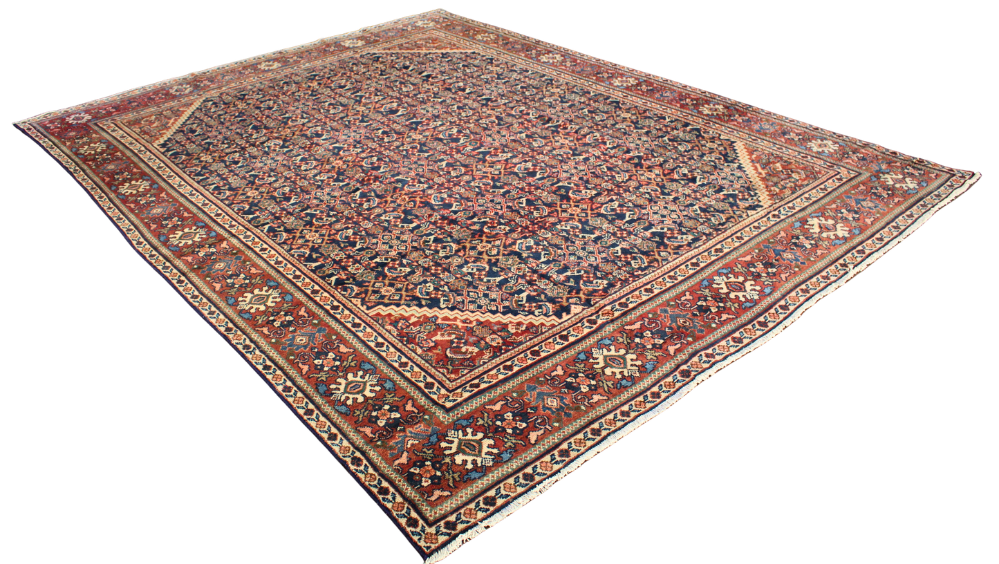 Woven Harmony - Antique Mahal Rug from Persia (10.8 × 14.2 ft) - 1757