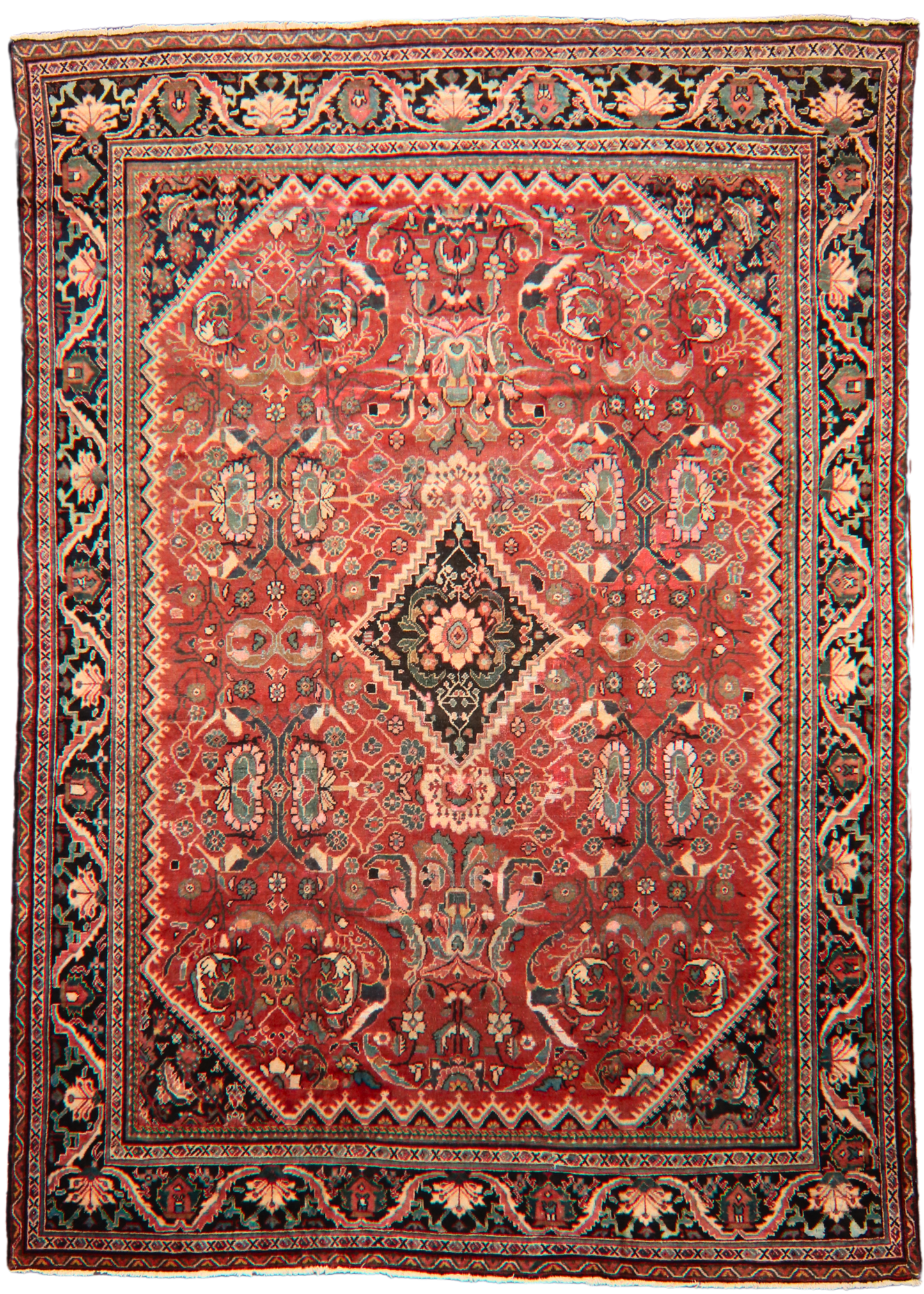 Blossoms in Bloom - Antique Mahal Rug from Persia (10.6 × 14.8 ft) - 2121