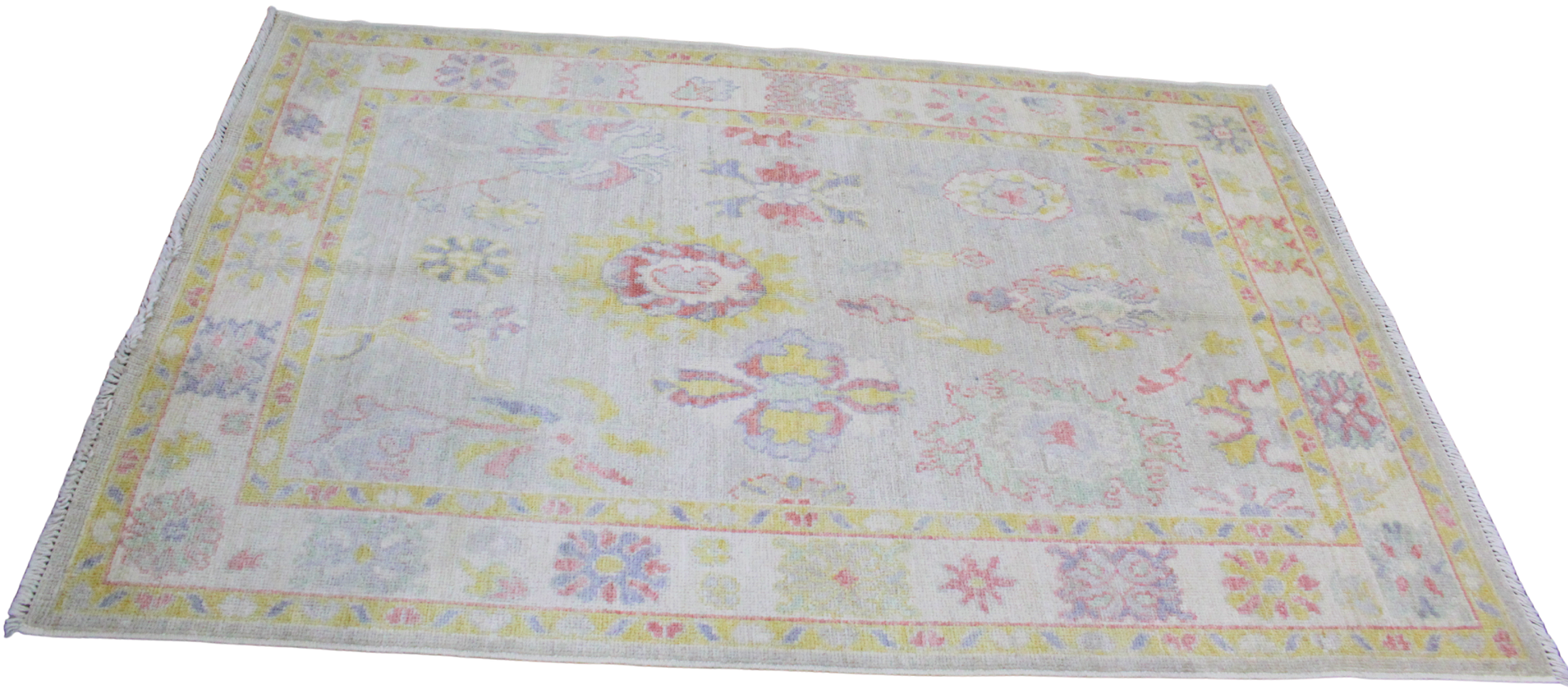 decorative Oushak rug for nursery or reading nook