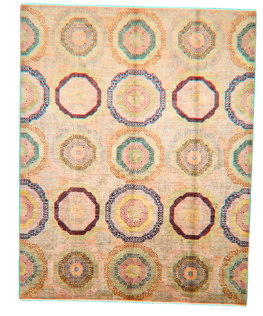 Geometric Harmony - Hand-Knotted Mamluk Rug from Afghanistan (7.11 × 9.11 ft) - 25