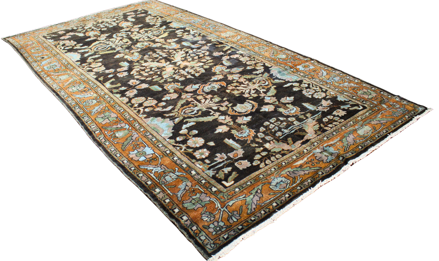 Timeless Drama in Earthy Tones - Antique Lilihan Rug (7.3 × 13.1 ft) - 1556