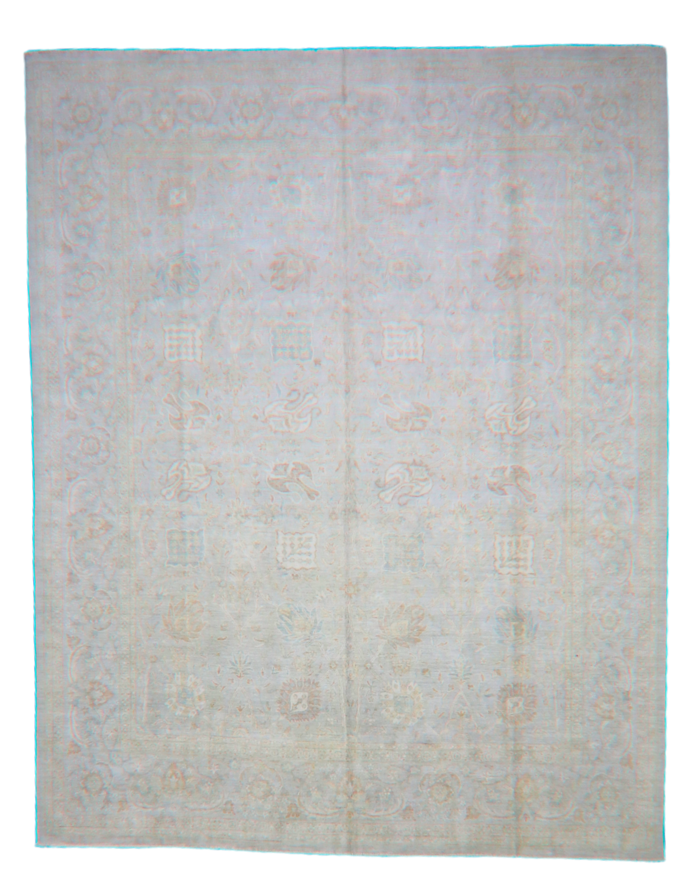 Whispered Geometry - Hand-Knotted Tabriz Rug from Afghanistan (7.9 × 9.9 ft) - 17
