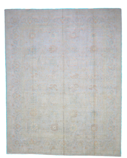 Whispered Geometry - Hand-Knotted Tabriz Rug from Afghanistan (7.9 × 9.9 ft) - 17