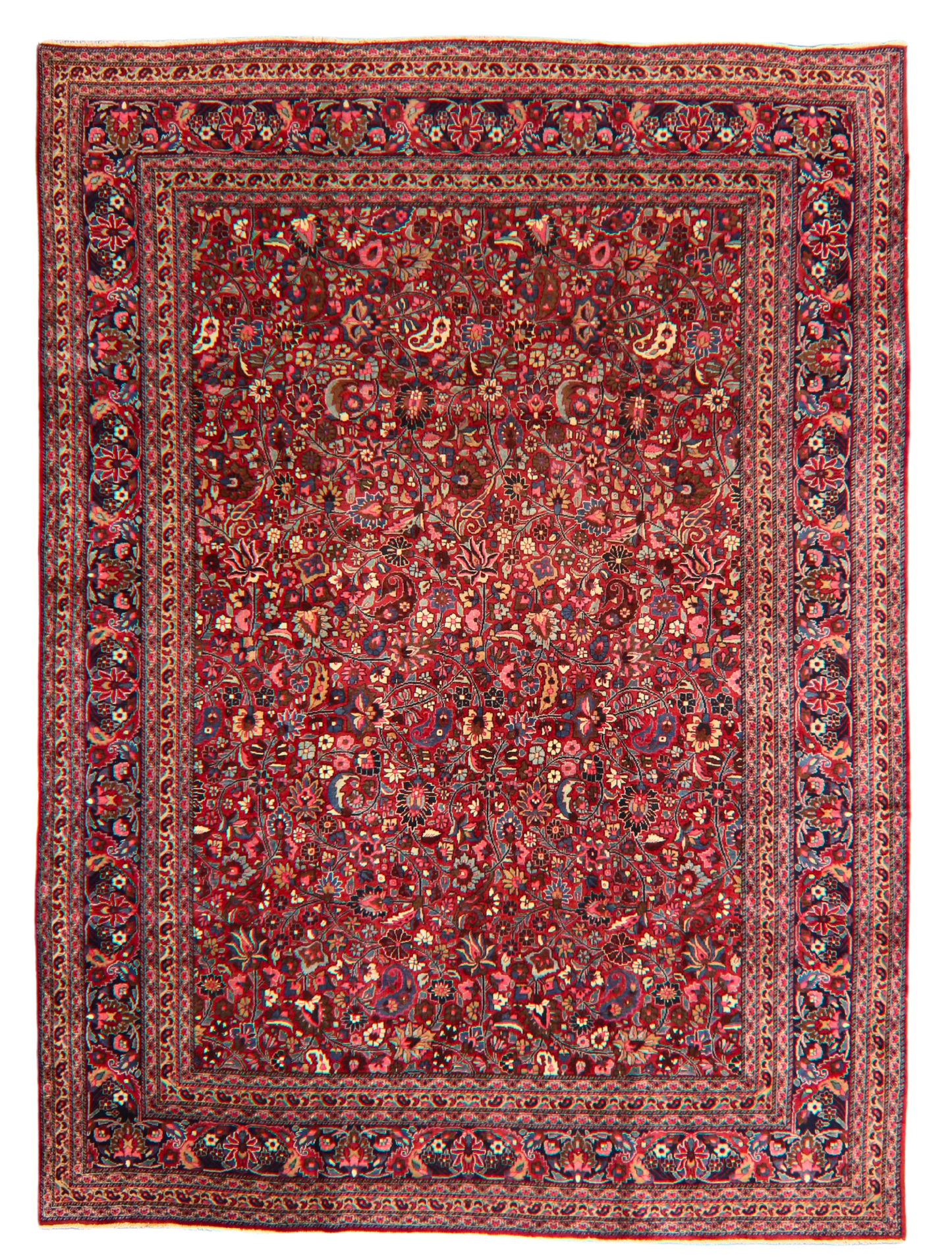 Bold Grandeur in a Classic Medallion - Antique Persian Mashad Rug (9.11 × 13.8 ft) - 1696