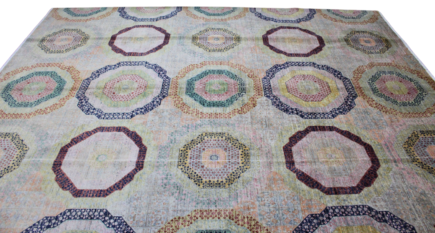 Geometric Harmony - Hand-Knotted Mamluk Rug from Afghanistan (7.11 × 9.11 ft) - 25