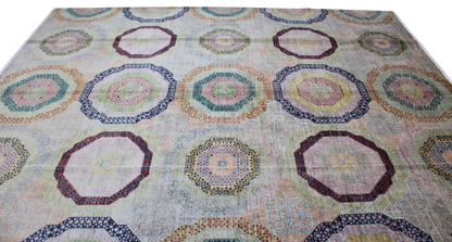 Geometric Harmony - Hand-Knotted Mamluk Rug from Afghanistan (7.11 × 9.11 ft) - 25