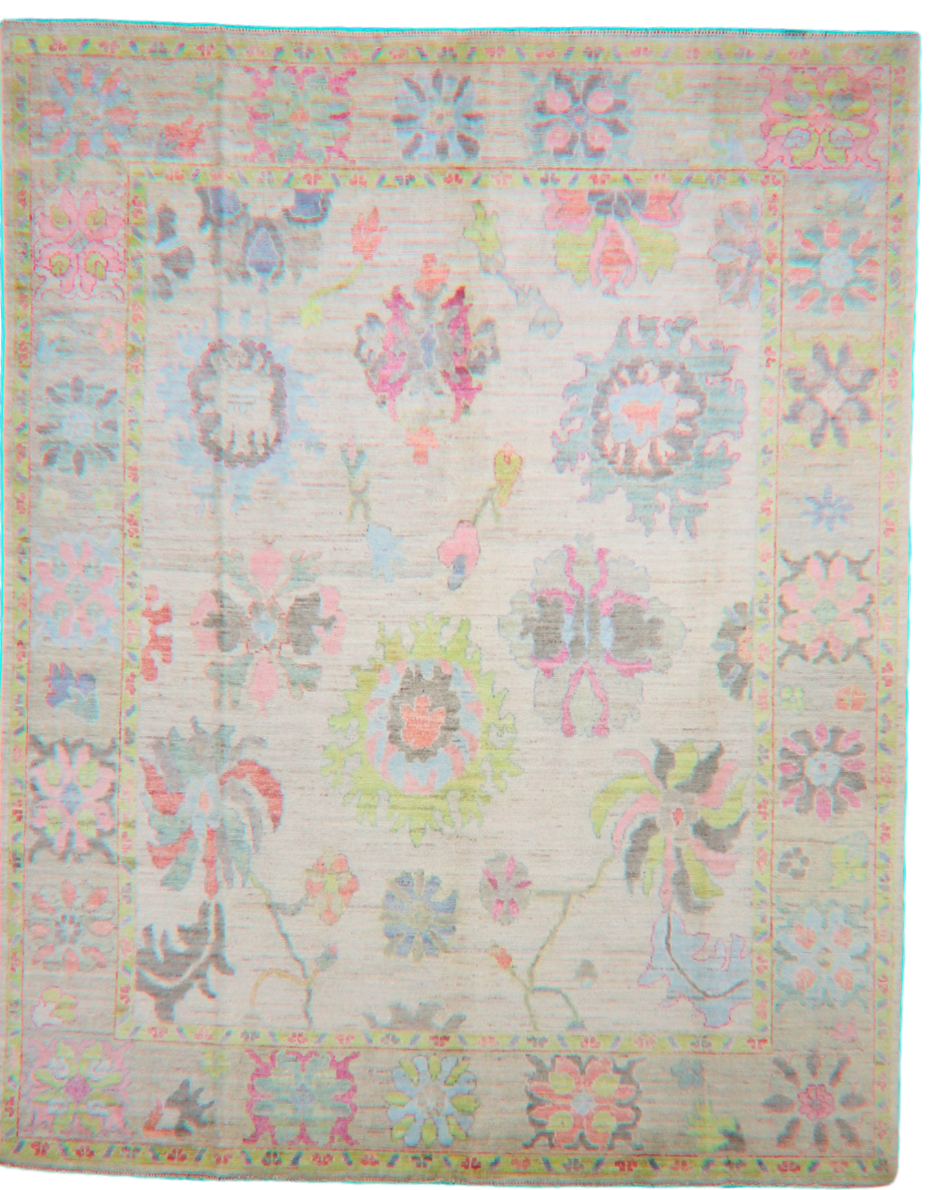Garden Pastels - Oushak Afghan Rug (8 × 10 ft) - 1010