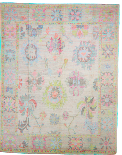 Garden Pastels - Oushak Afghan Rug (8 × 10 ft) - 1010