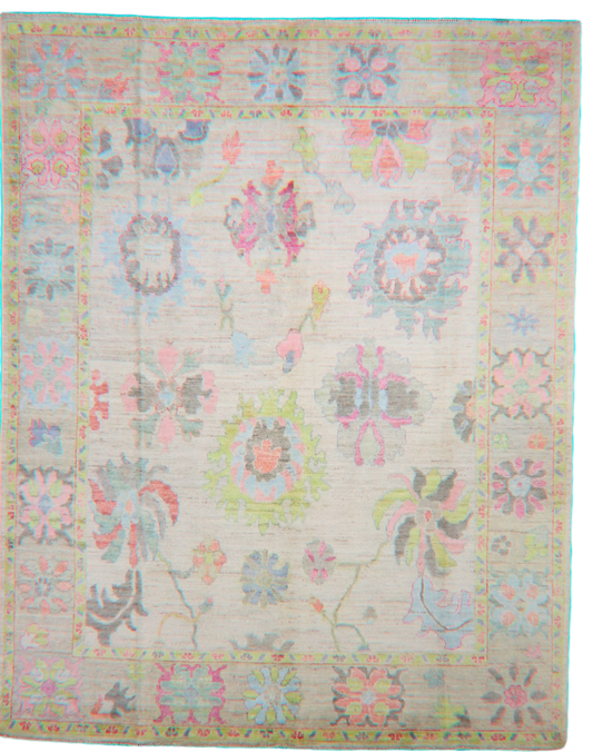 Garden Pastels - Oushak Afghan Rug (8 × 10 ft) - 1010