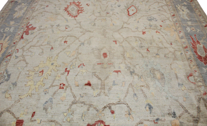 Blushed Horizon - Oushak Afghan Rug (9.9×13.3 ft) - 2778