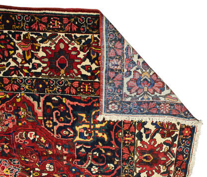 Commanding Presence - Antique Bakhtiari Rug in Crimson, Navy, and Ivory (10.6 × 13 ft) - 1716