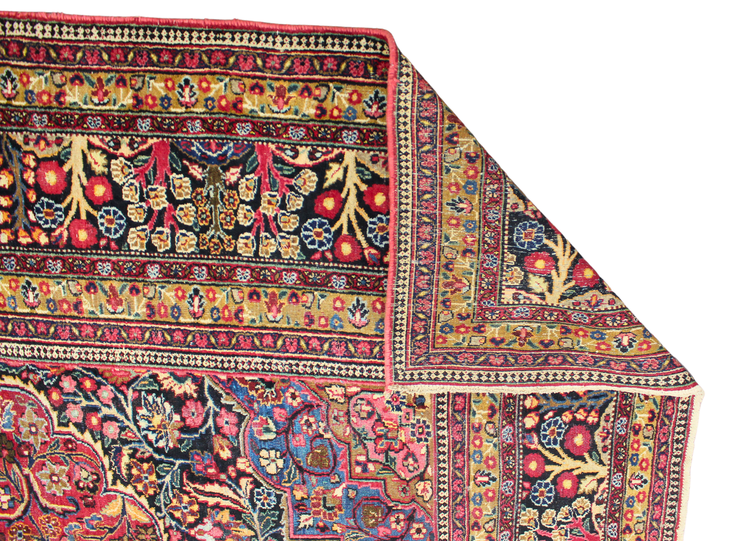 Regal Grandeur - Antique Mashad Rug with Floral Medallion (10.5 × 13 ft) - 1711