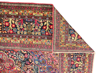 Regal Grandeur - Antique Mashad Rug with Floral Medallion (10.5 × 13 ft) - 1711