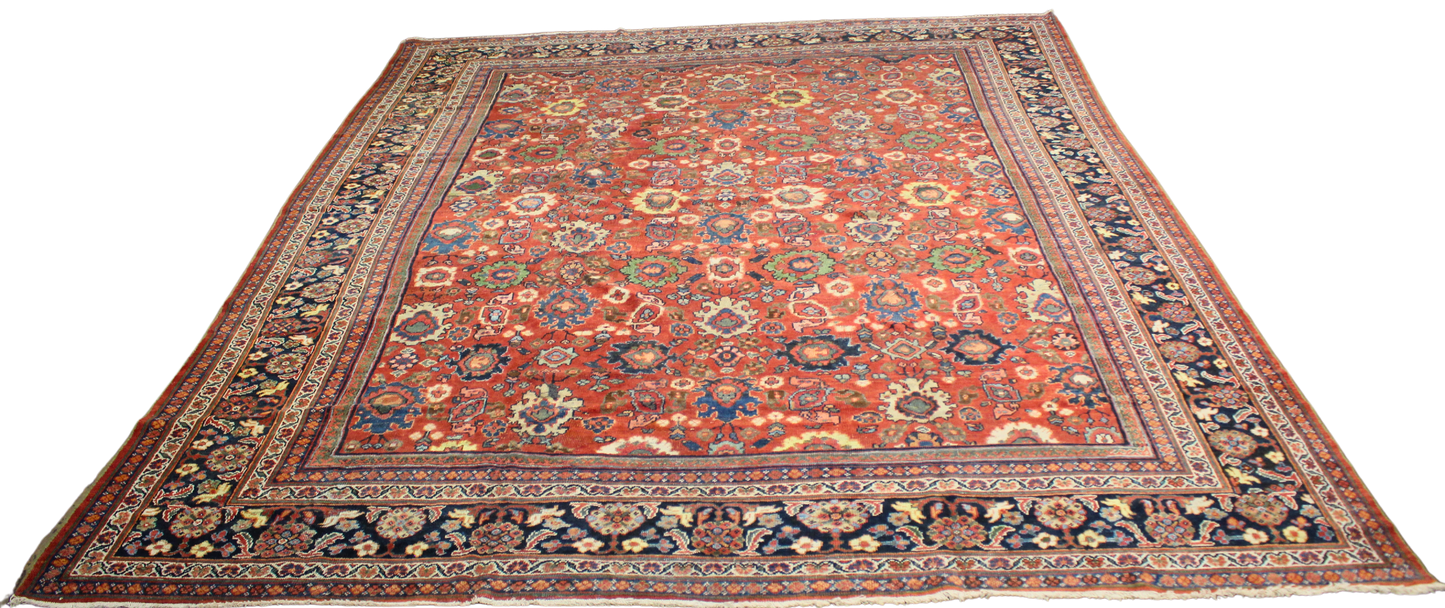 Botanical Rhythm - Antique Mahal Rug from Persia (10.5 × 13 ft) - 1747