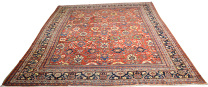 Botanical Rhythm - Antique Mahal Rug from Persia (10.5 × 13 ft) - 1747
