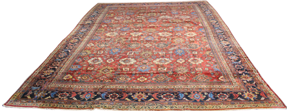 Worn Beauty, Regal Proportion - Antique Mahal Rug from Persia (10.4 × 13.5 ft) - 1694