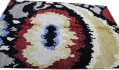 Bold Vision - Hand-Knotted Ikat Rug from Afghanistan (6.6 × 8.3 ft) - 8