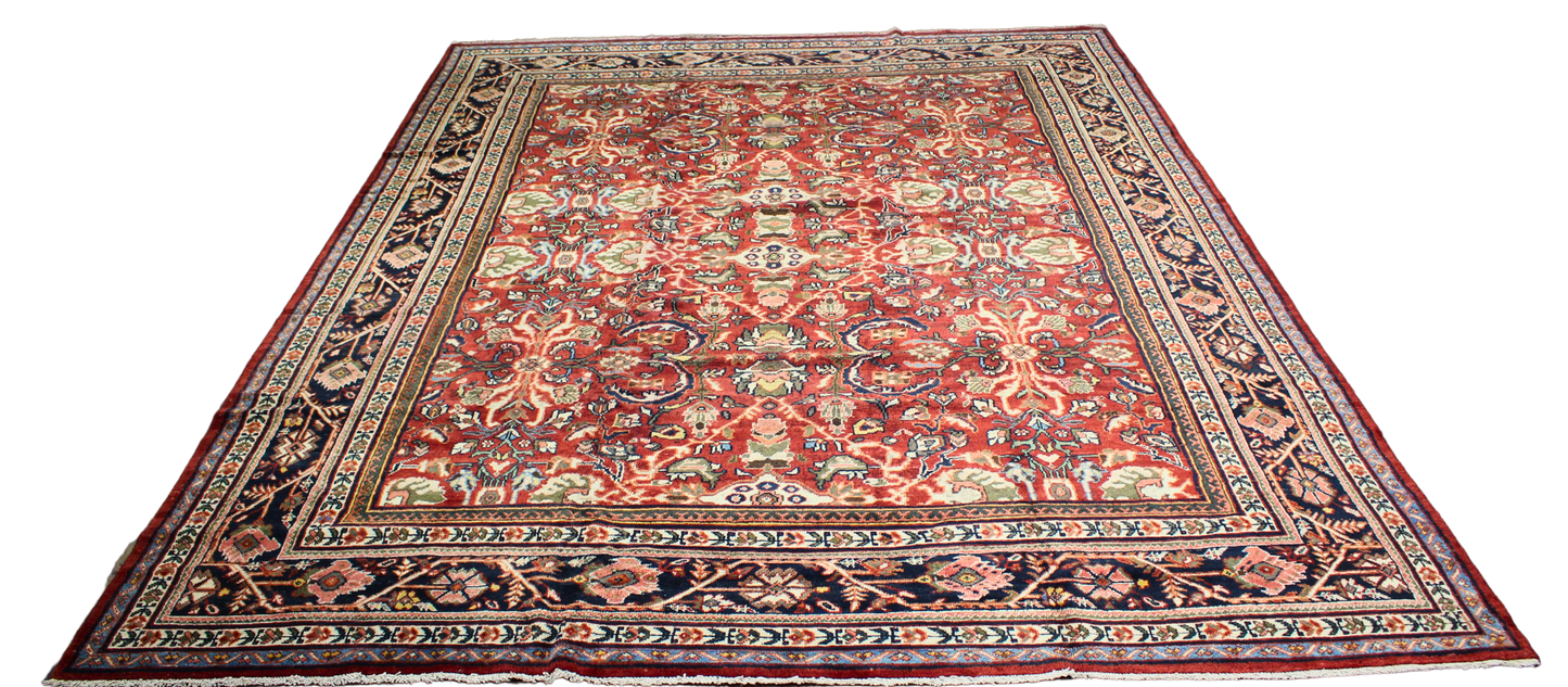 Floral Majesty - Antique Mahal Rug from Persia (10.6 × 13.10 ft) - 1720