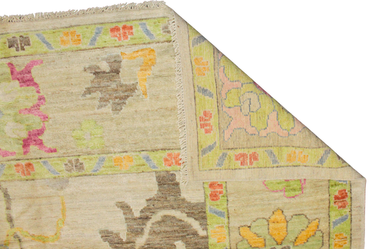 traditional Afghan rug with sky blue and lavender